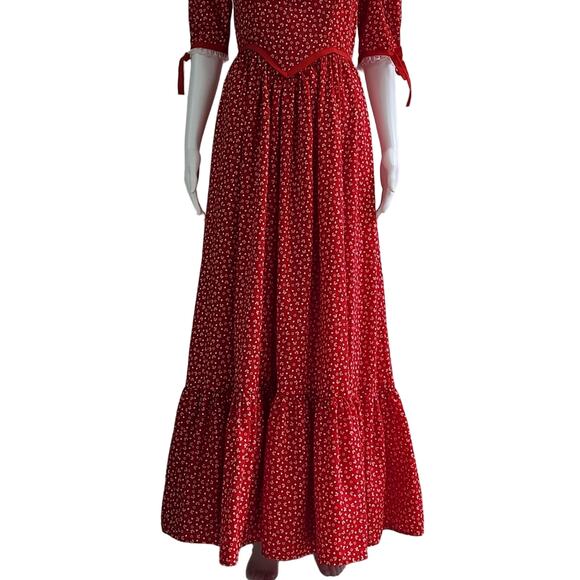 Cottagecore Ribbon Bows & Hearts Maxi Dress Size Small - Picture 8 of 13